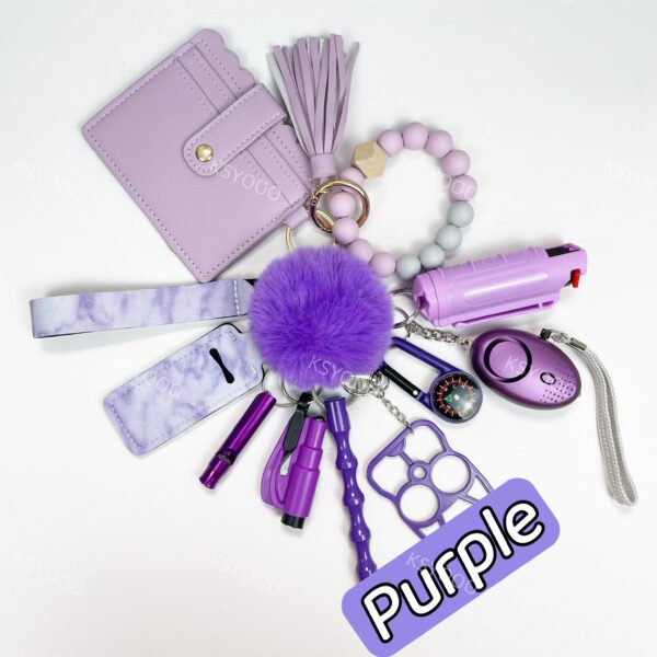 12pcs Keychain Sets With Wristlet Bracelet Wallet, pom pom ball, compass For Kids - Image 7