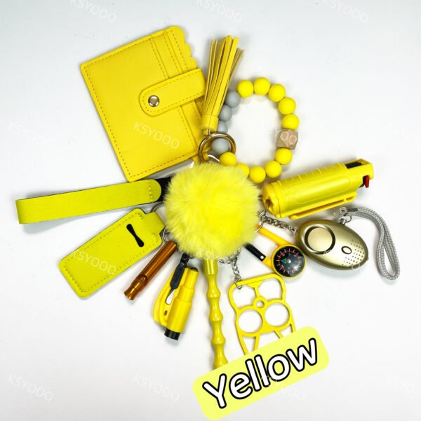 12pcs Keychain Sets With Wristlet Bracelet Wallet, pom pom ball, compass For Kids - Image 5