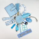 12pcs Keychain Sets With Wristlet Bracelet Wallet, pom pom ball, compass For Kids