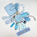 12pcs Keychain Sets With Wristlet Bracelet Wallet, pom pom ball, compass For Kids