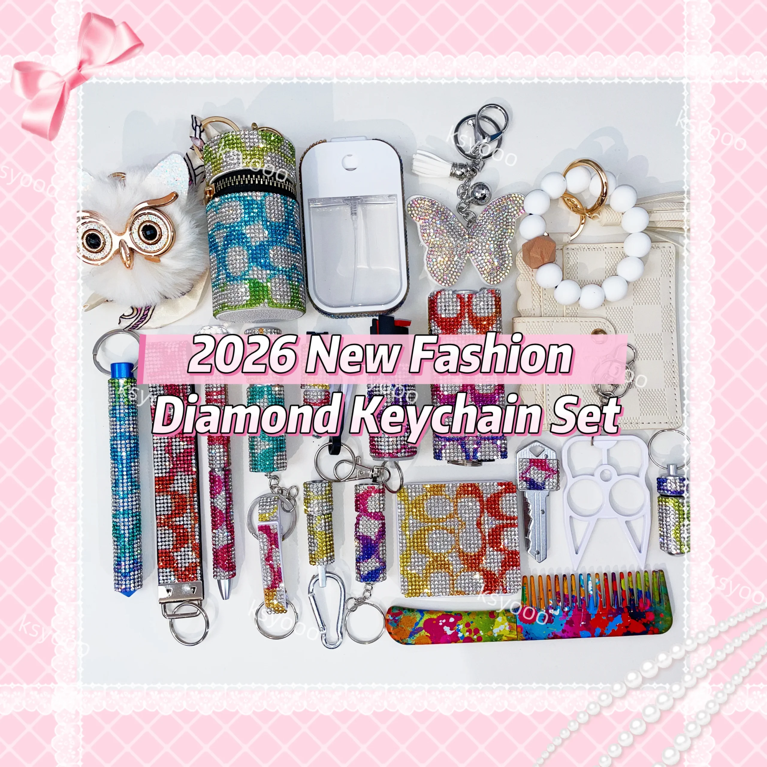 2026 New Fashion Diamond Keychain Set - Image 2