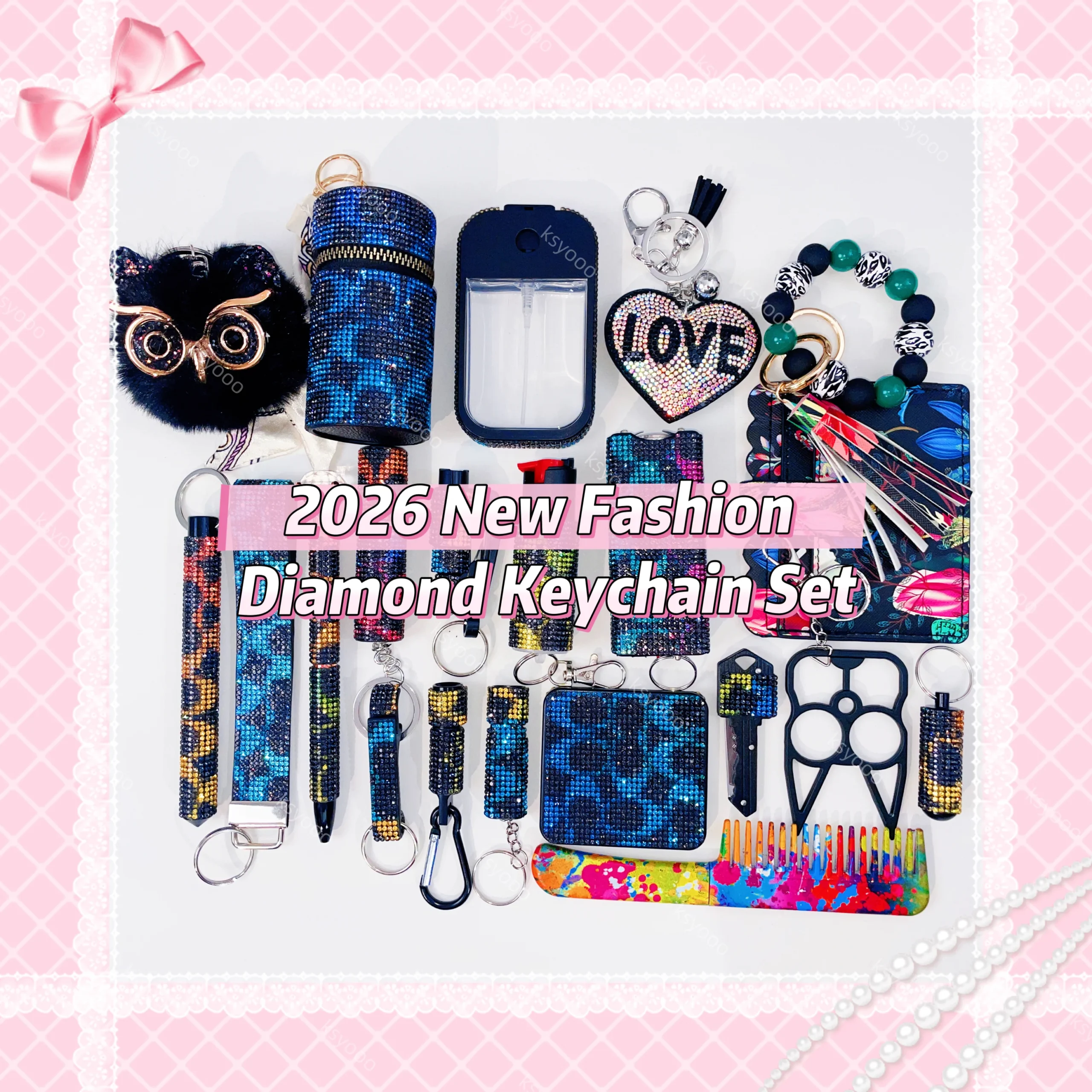 2026 New Fashion Diamond Keychain Set - Image 3